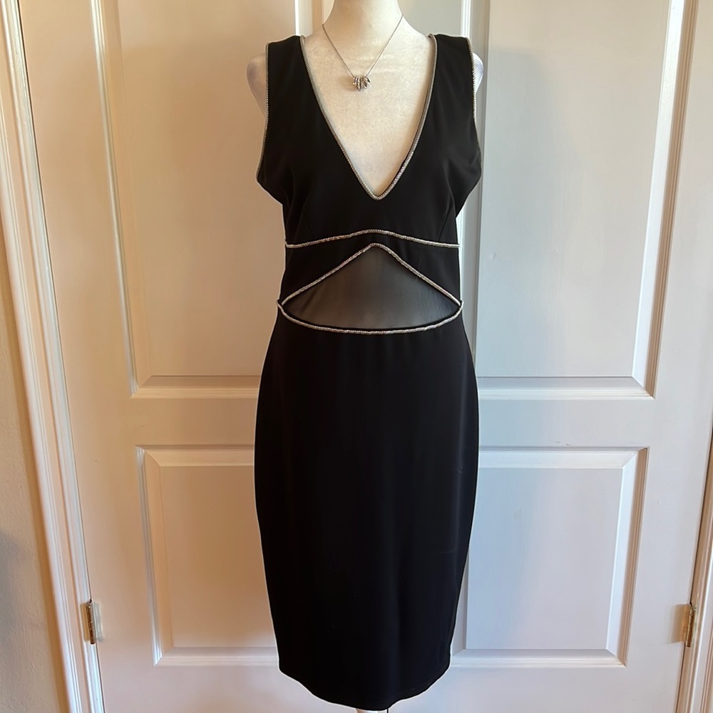 SB BY SHERI BODELL BLACK DRESS WITH SILVER TRIMS